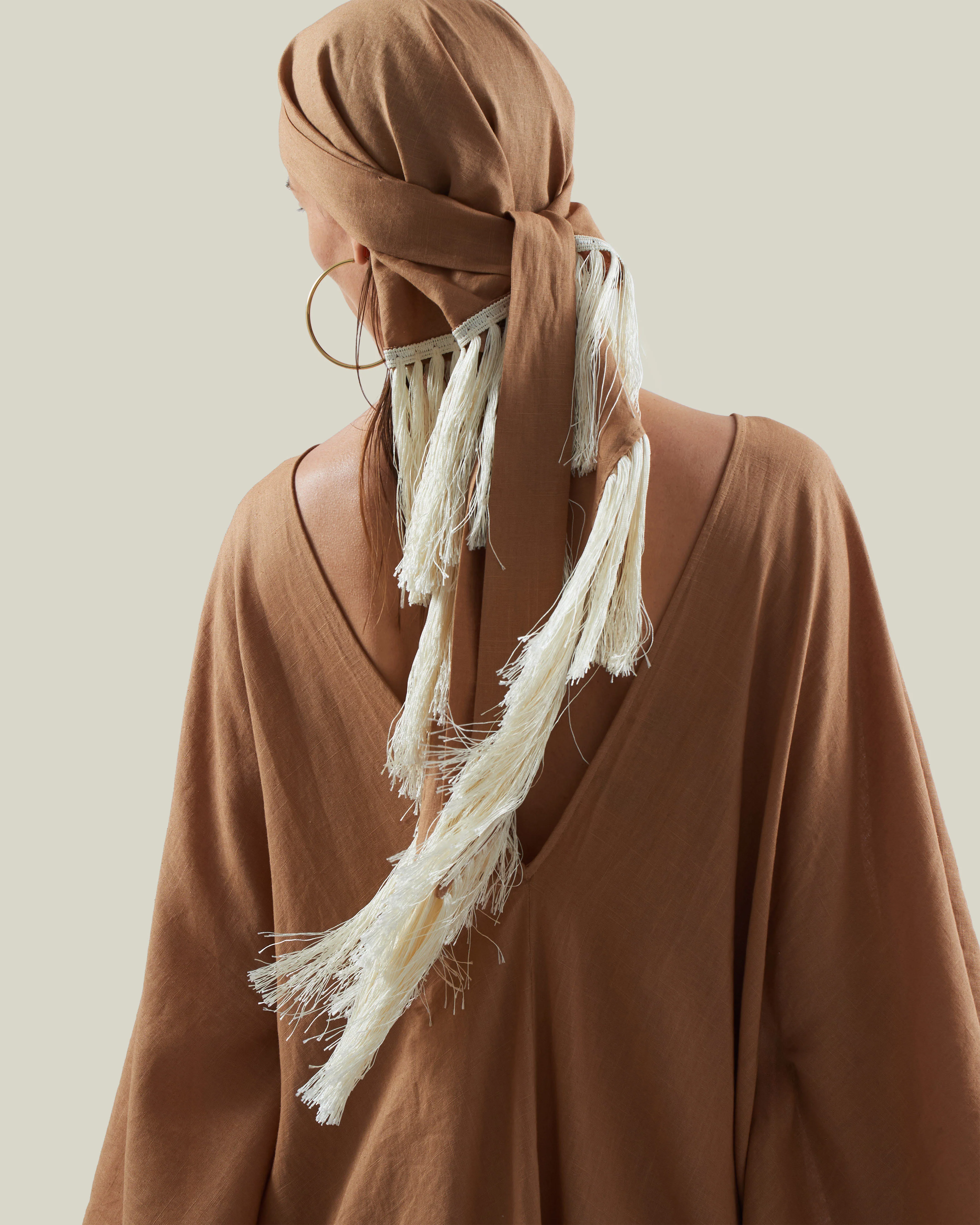 Bonny Headscarf in Camel-Ivory - Image 2