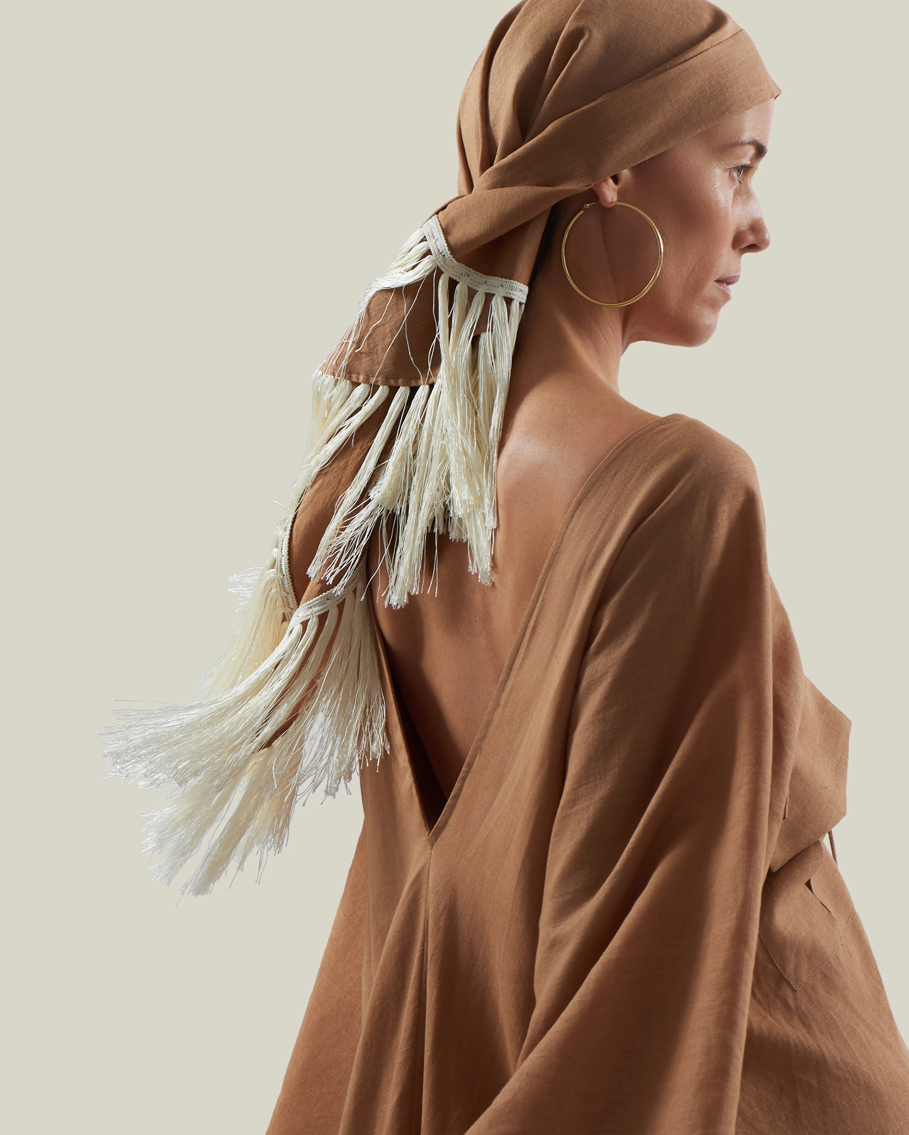 Bonny Headscarf in Camel-Ivory - Image 5