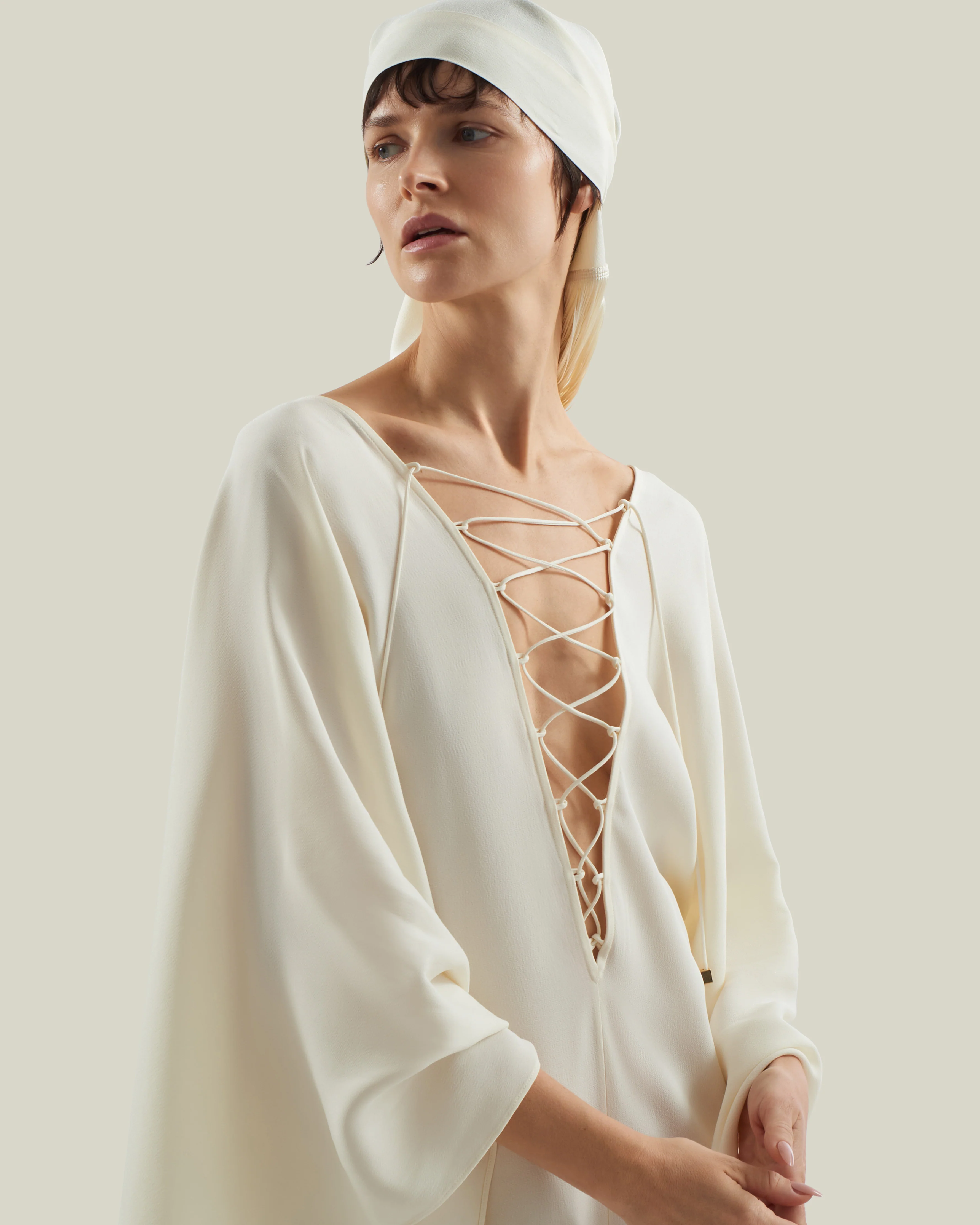 Bonny Headscarf in Ivory - Image 5