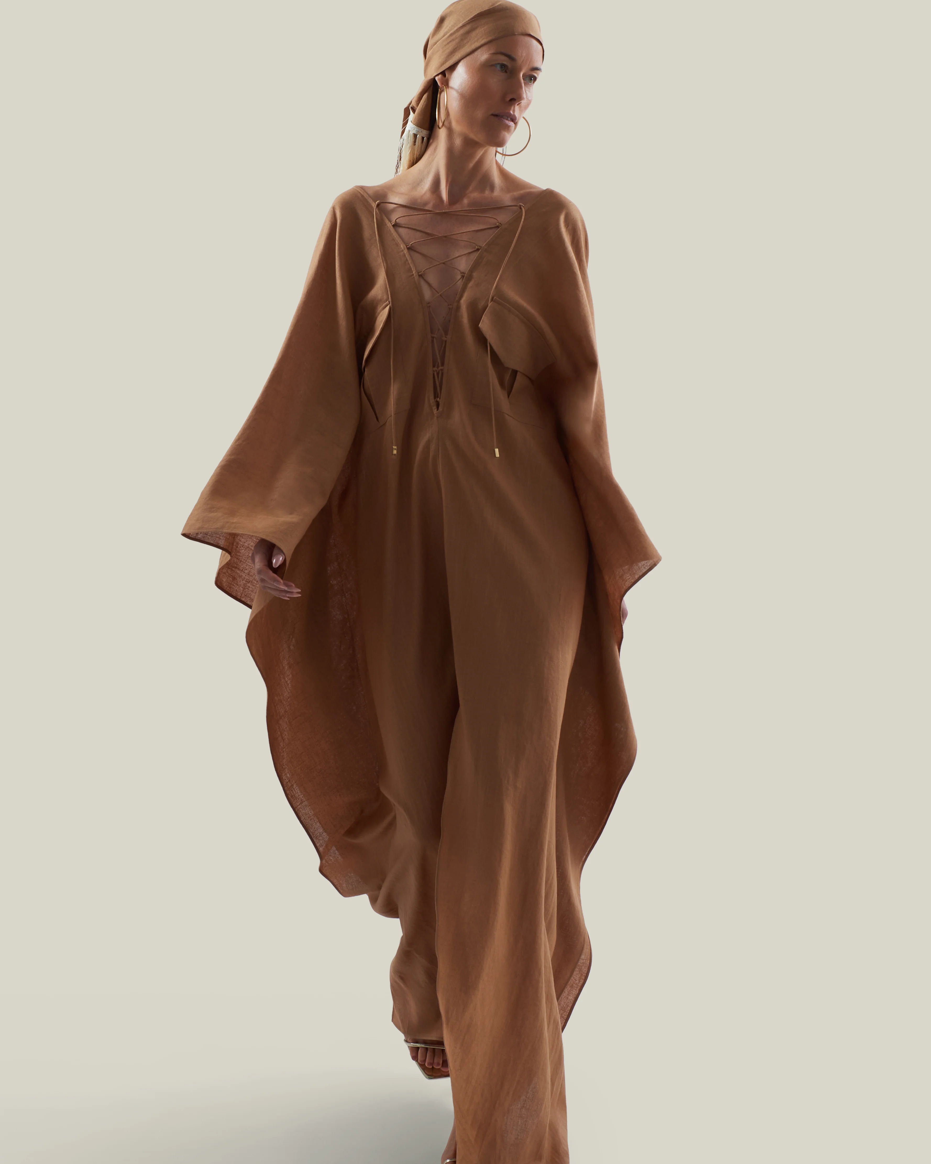 Mojave Linen Kaftan in Camel - Image 5