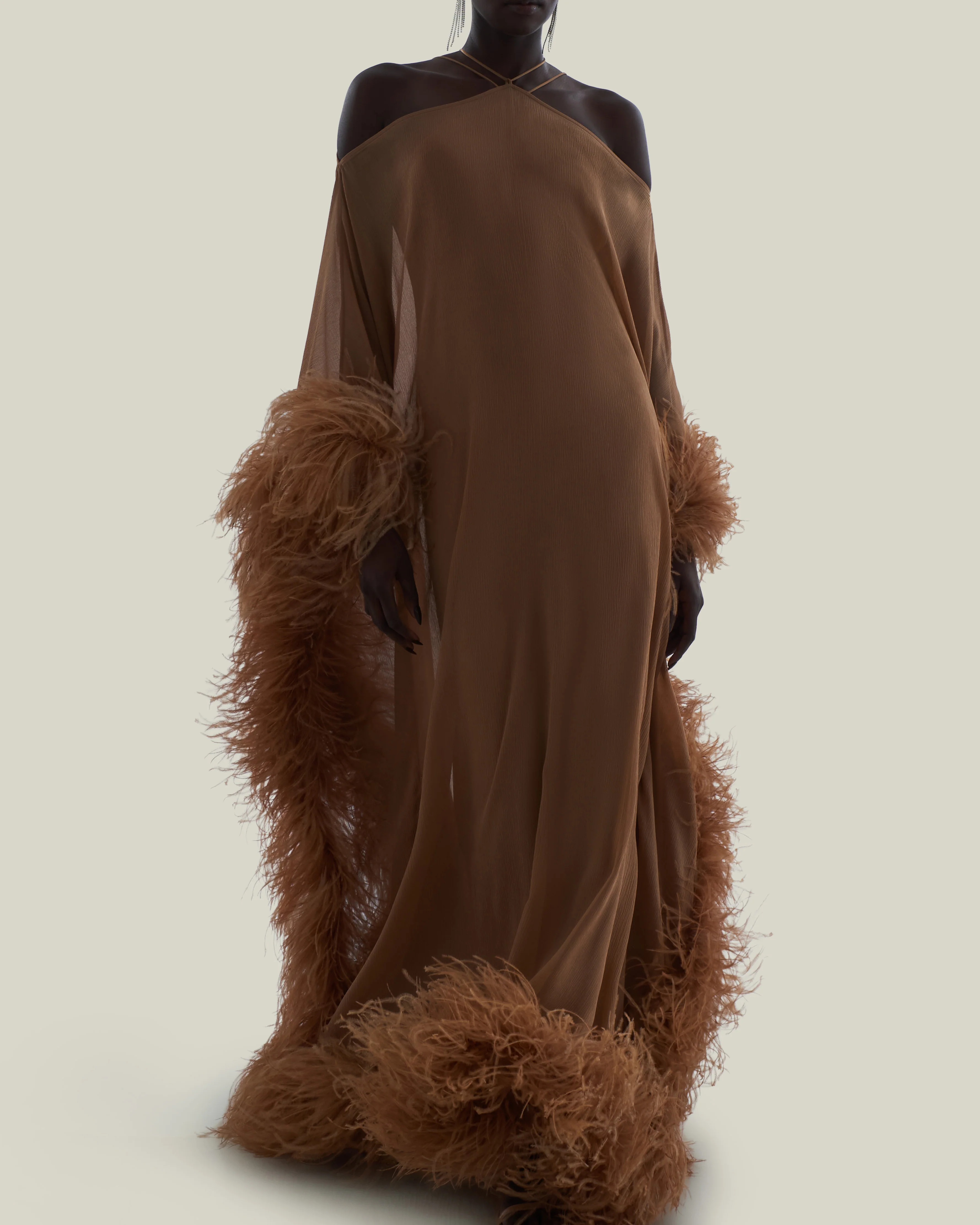 Feathered Sza Sza Spirito Kaftan in Camel - Image 5